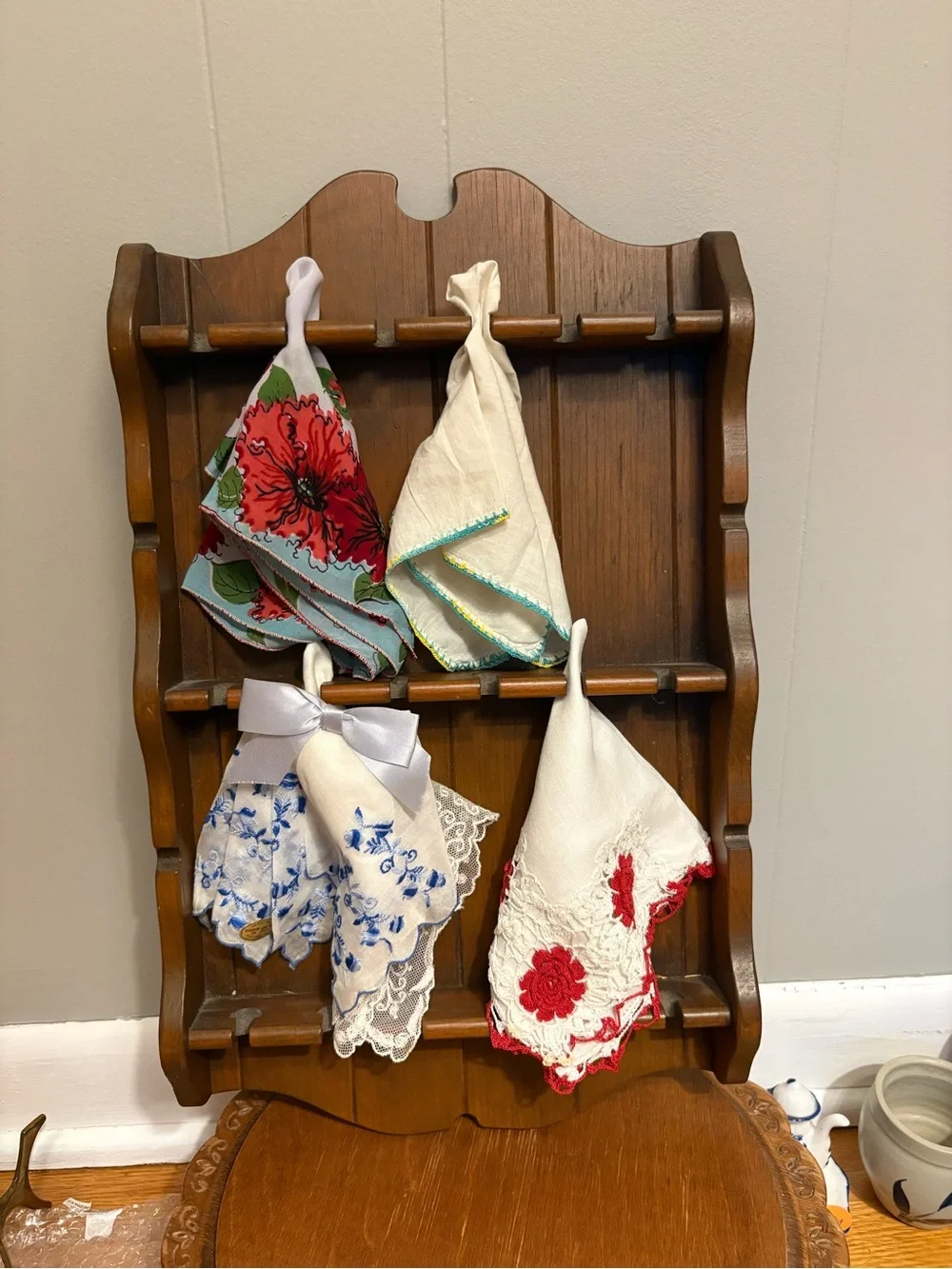 Wooden Spoon Holder/ Hankie Display (Hankies not included)